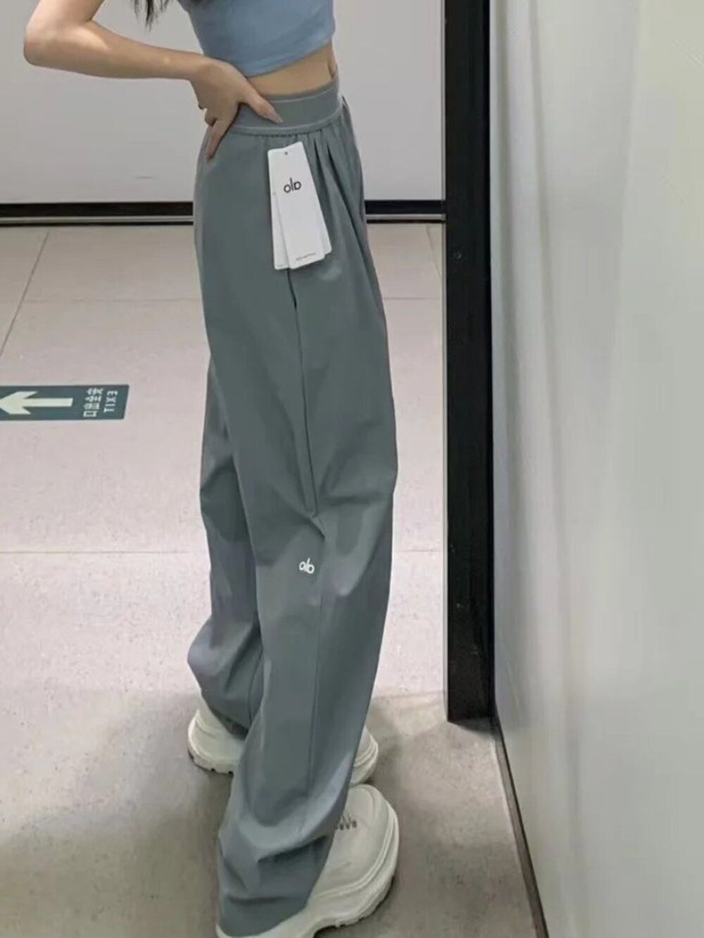 NWT 😉 Steel Grey ALO Yoga High Waisted Pants | 30" Inseam💕 Soft Neutral - Picture 6 of 7